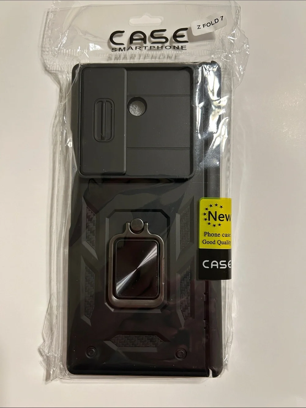 Galaxy Z Fold 7 Case with sliding camera lens cover RJ black magnetic ring stand